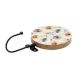 Multicolor Floral Pattern Round Wood and Resin Wall Mounted Hooks